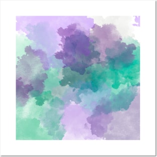 Teal and Lavender Watercolor Posters and Art